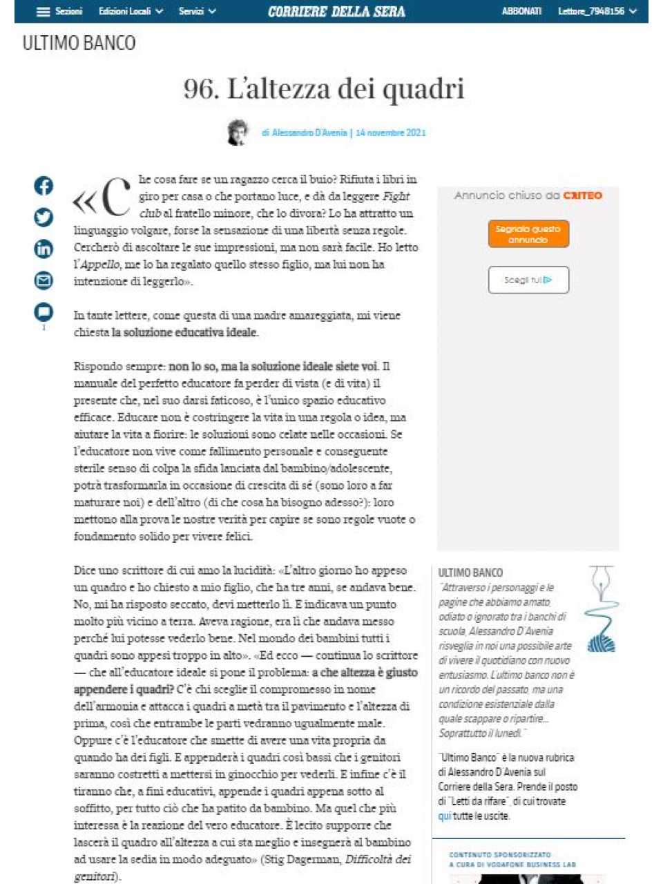 L’altezza dei quadri