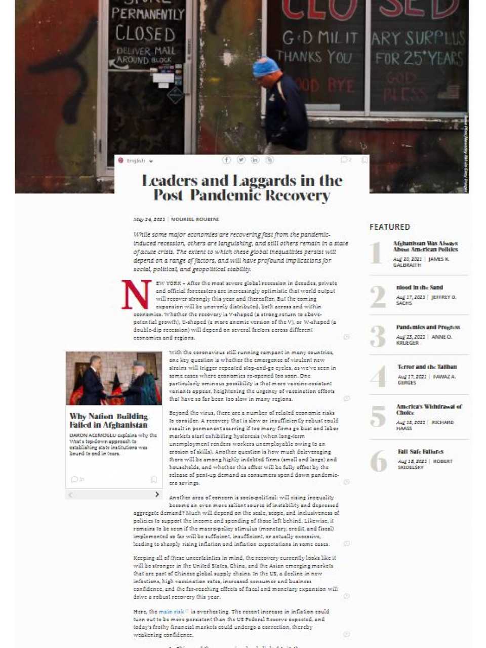 Leaders and laggards in the post-pandemic recovery