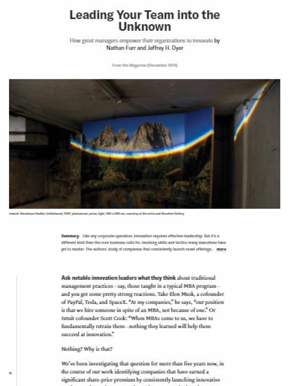 Leading your team into the unknown