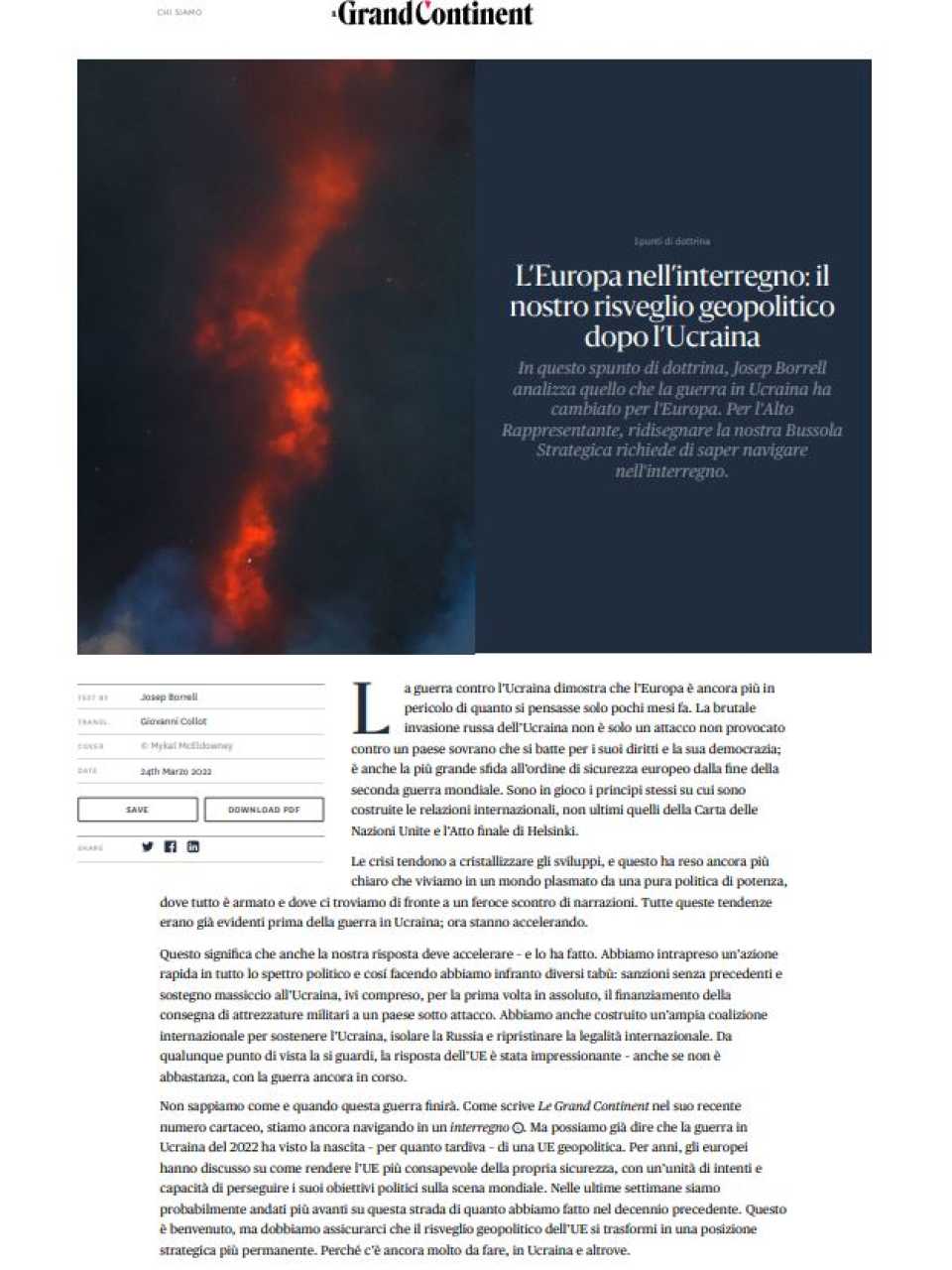 AGGIORNAMENTO PERMANENTEIN PERSON
Energy, Europe and the Mediterranean: three major geopolitical challenges for Italy