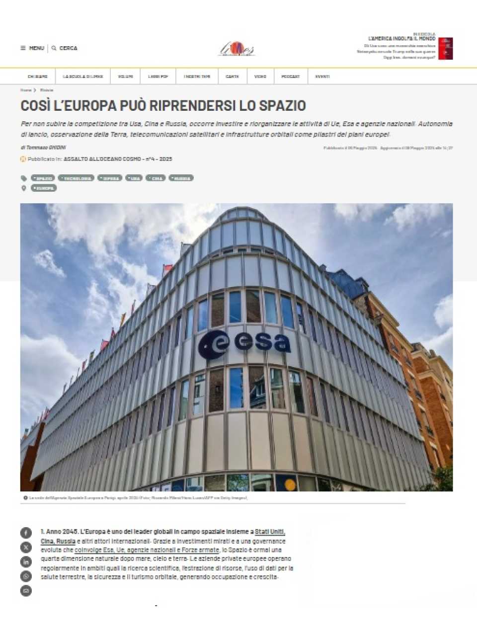 Così l'Europa può prendersi lo spazio