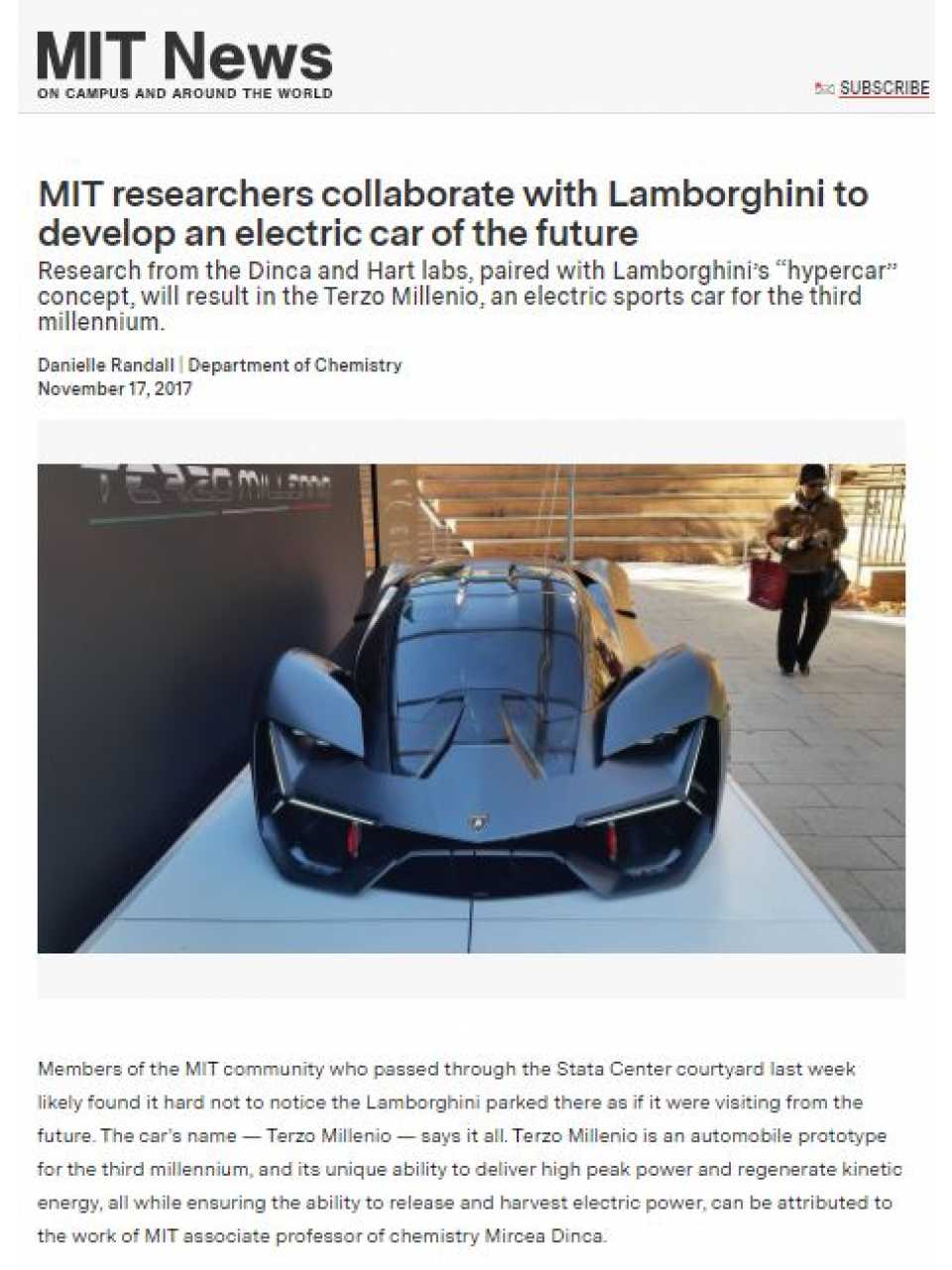 MIT researchers collaborate with Lamborghini to develop an electric car of the future