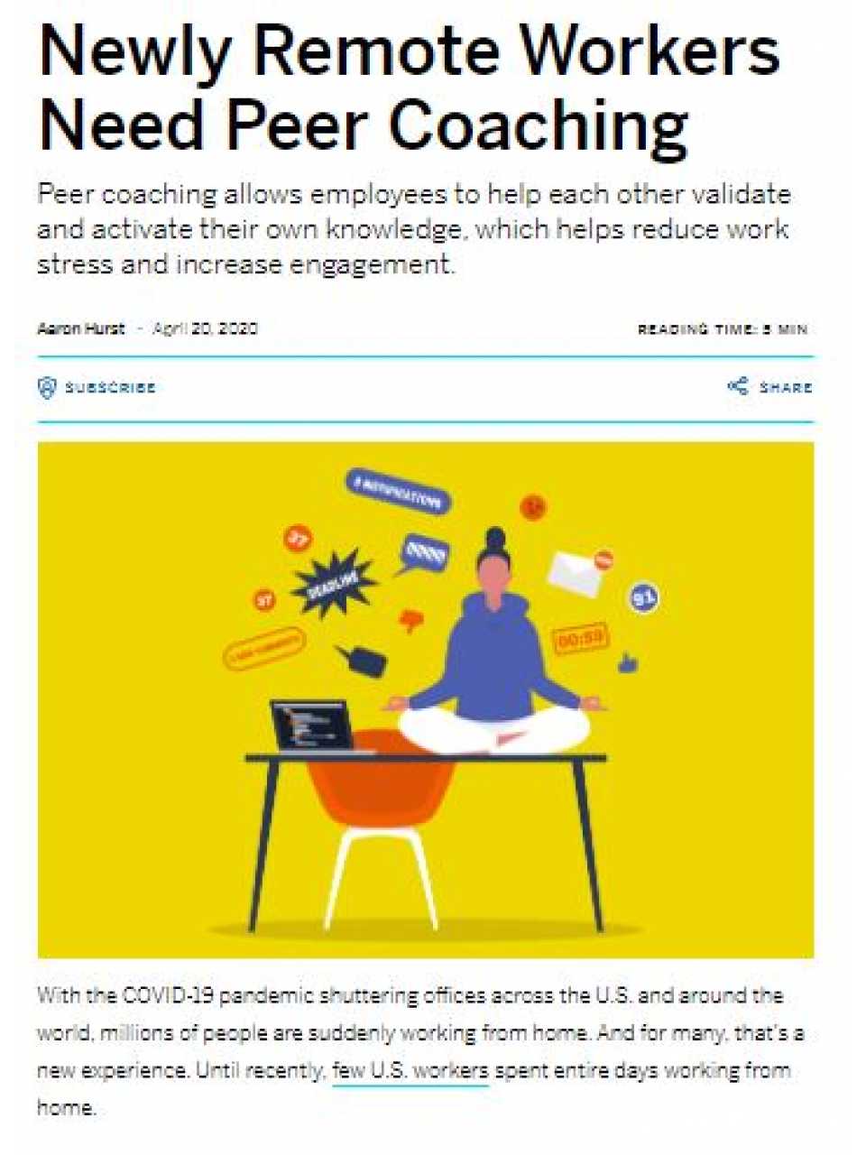 Newly remote workers need peer coaching