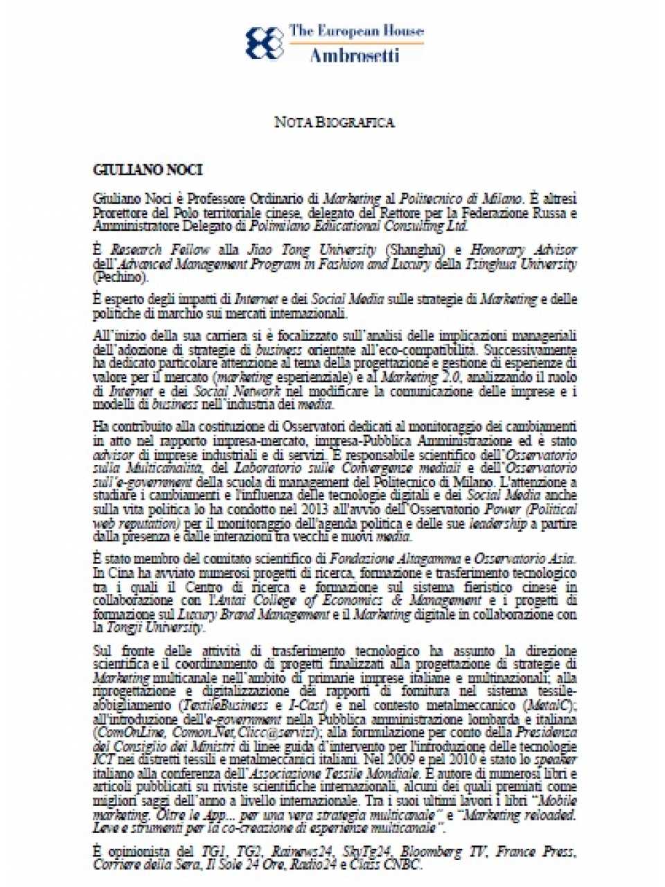 Nota biografica - Giuliano Noci
