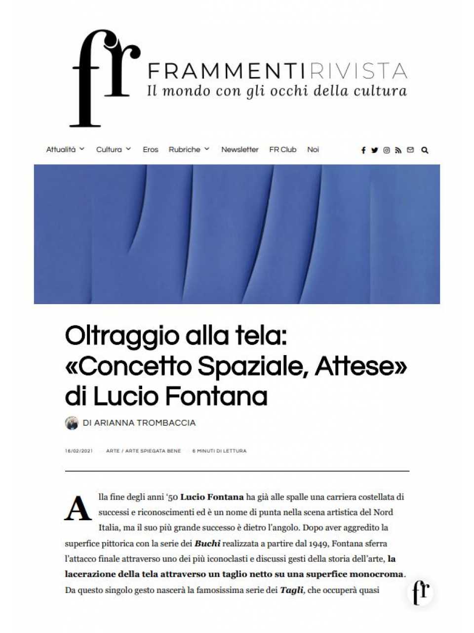 Oltraggio alla tela: Concetto Spaziale, Attese di Lucio Fontana