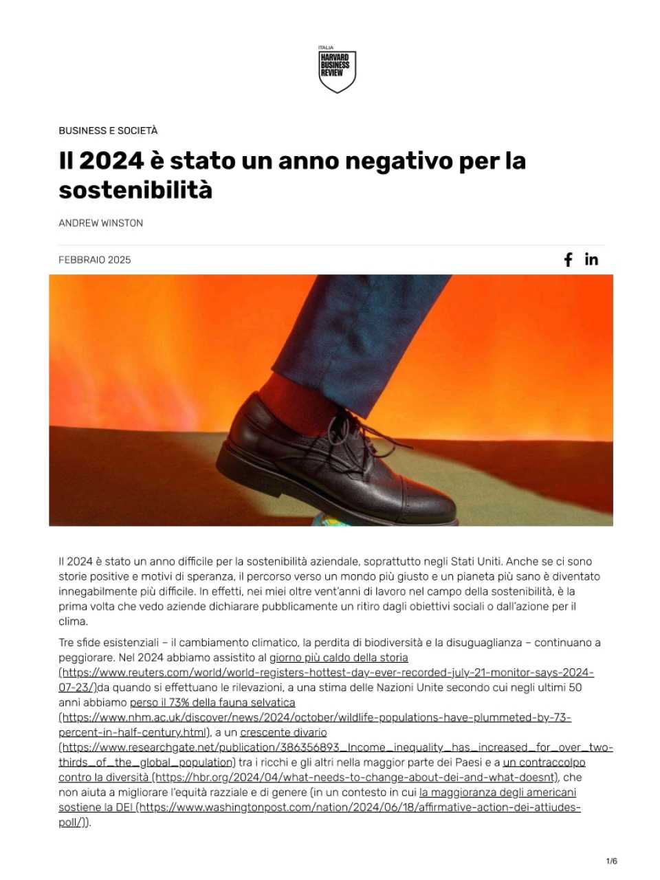 Il 2024 è stato un anno negativo per la sostenibilità