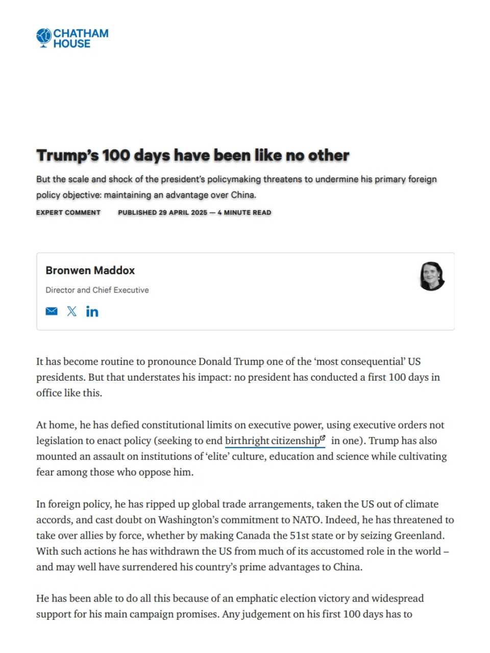 Trump’s 100 days have been like no other