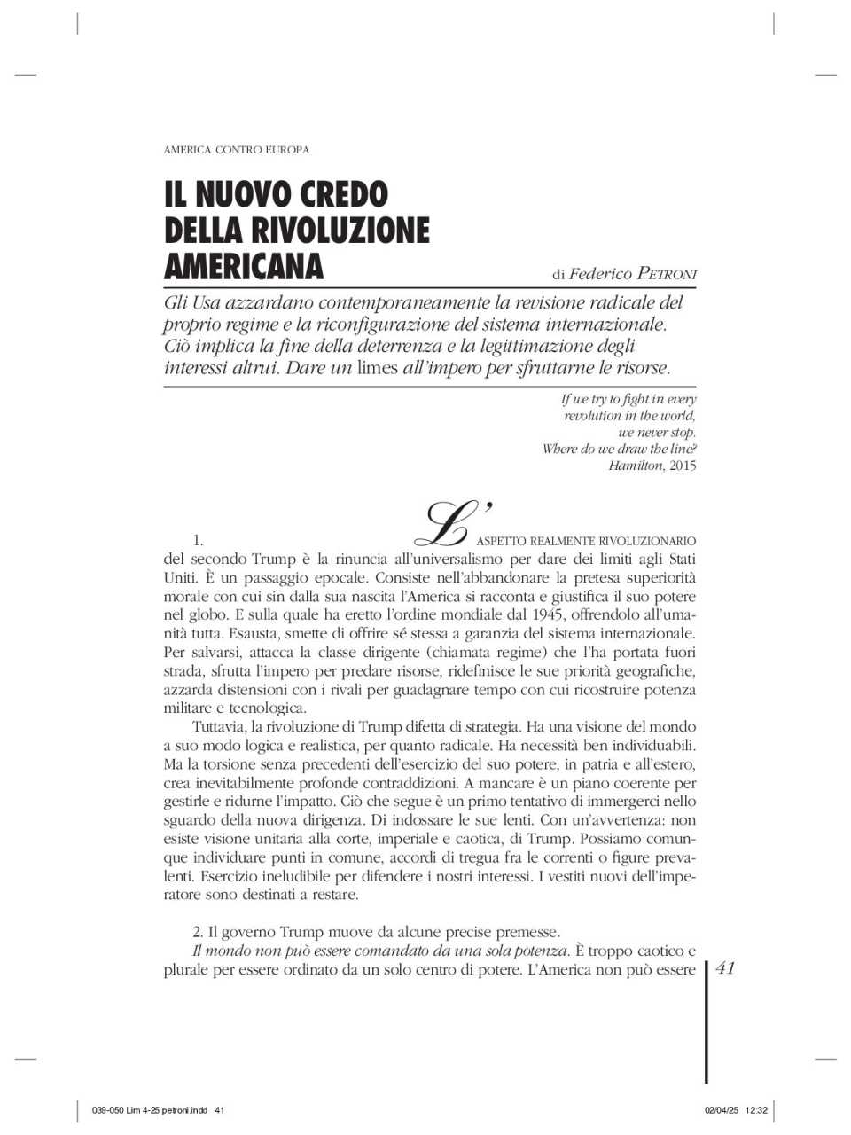 Il nuovo credo della rivoluzione americana