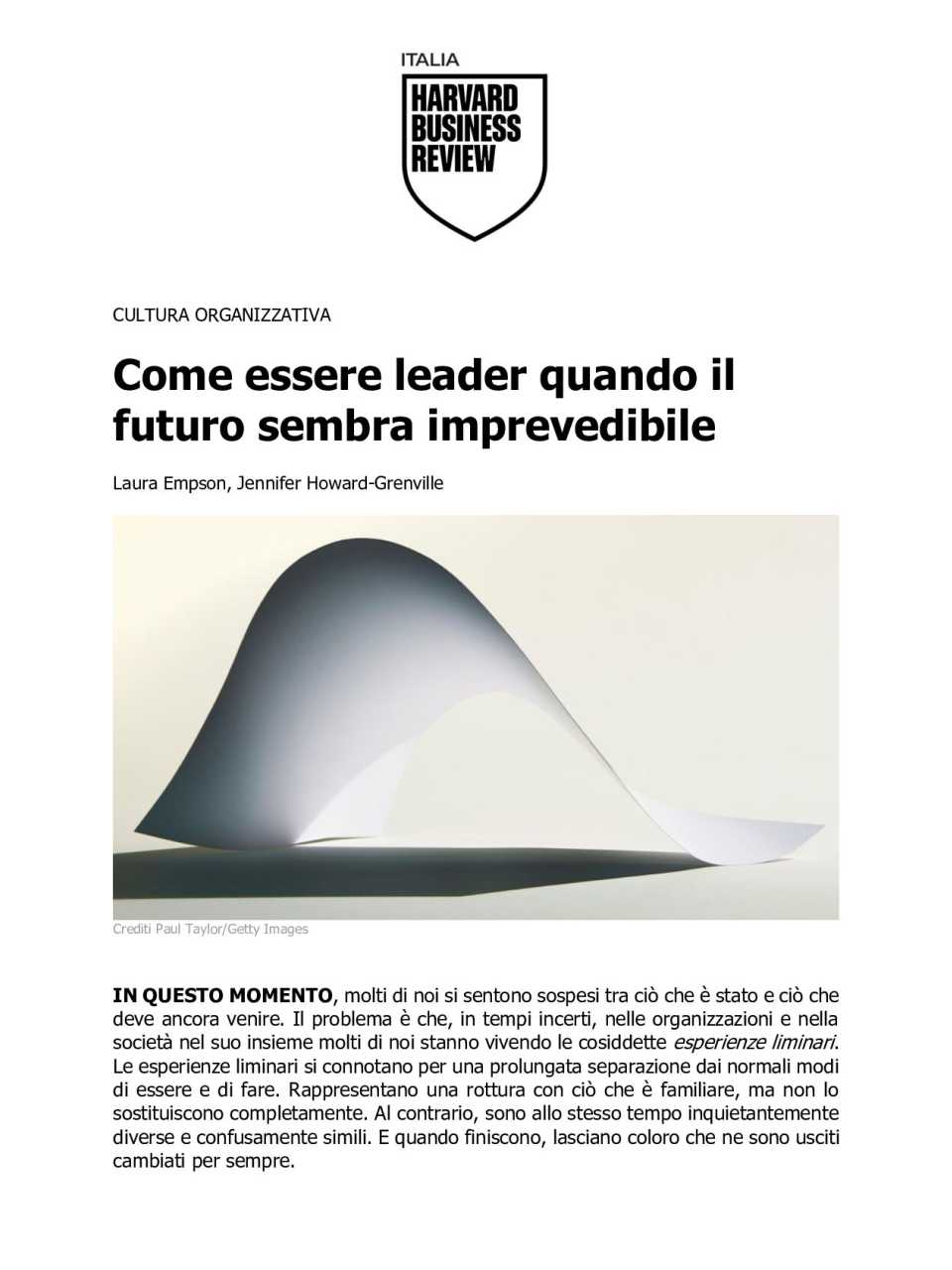 Come essere leader quando il futuro sembra imprevedibile
