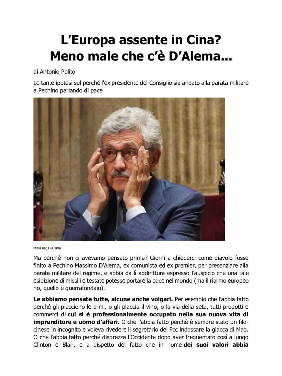 AGGIORNAMENTO PERMANENTEIN PERSON
Italy and Europe in the new world: challenges and prospects for growth, stability and security (with networking cocktail)