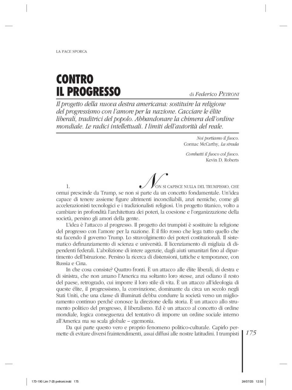 AGGIORNAMENTO PERMANENTEIN PERSON
Chaos after America and the consequences for Europe and Italy of the decline of American hegemony (with networking lunch)