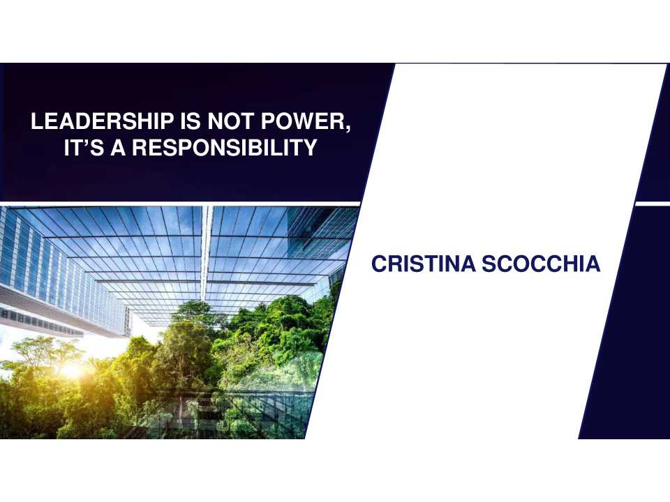 Presentation by Cristina Scocchia: Leadership is not power, it's a responsibility