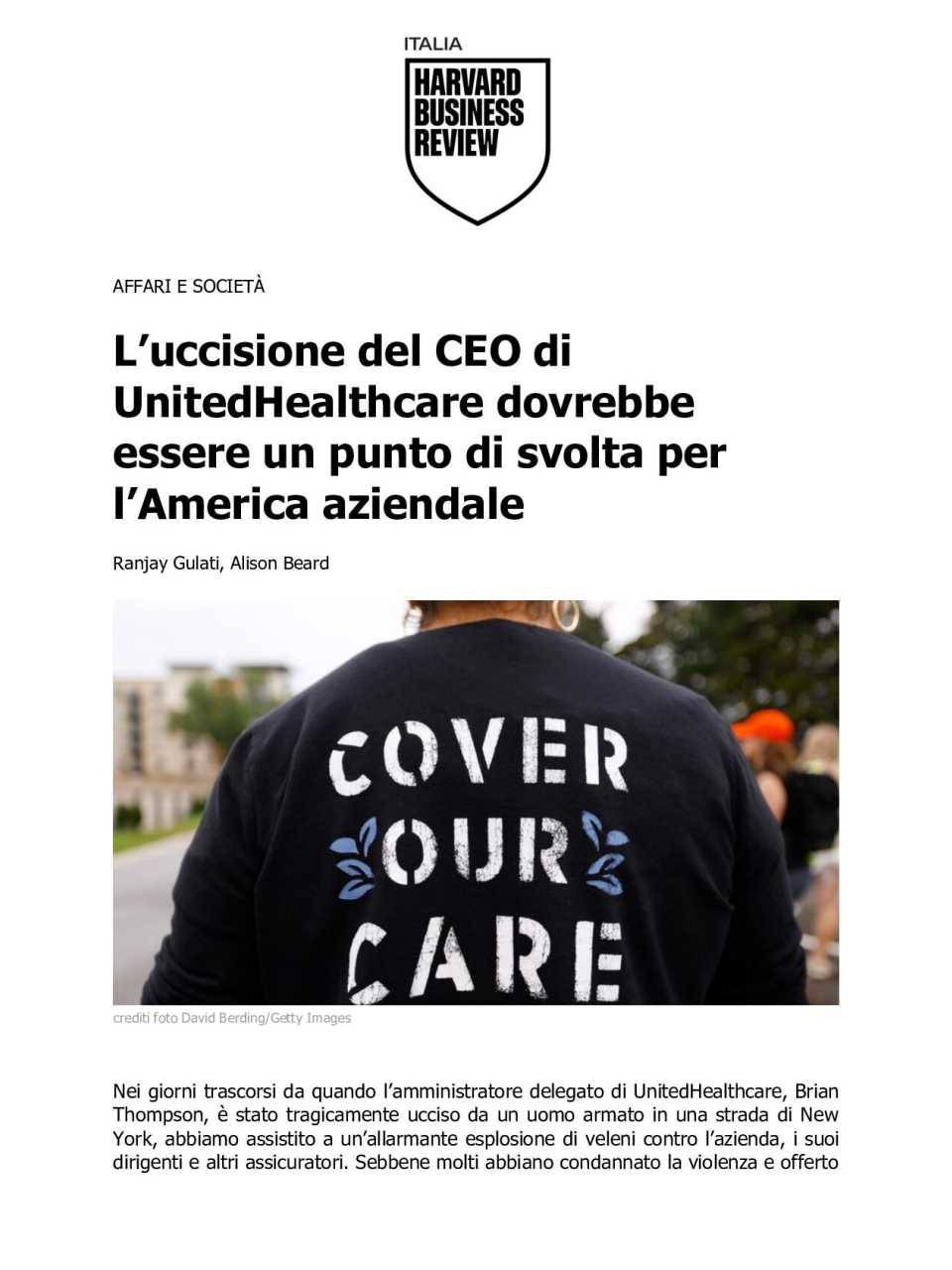 L’uccisione del CEO di UnitedHealthcare dovrebbe essere un punto di svolta per l’America aziendale