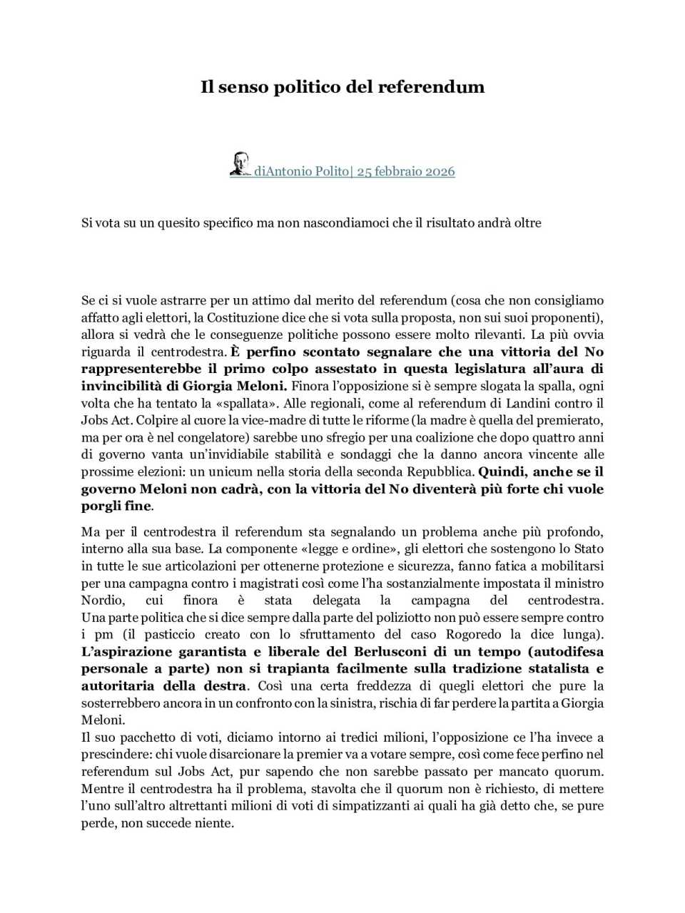 AGGIORNAMENTO PERMANENTEIN PERSON
“Italia, quo vadis?” Current situation and future perspectives for the Country (with networking cocktail)
