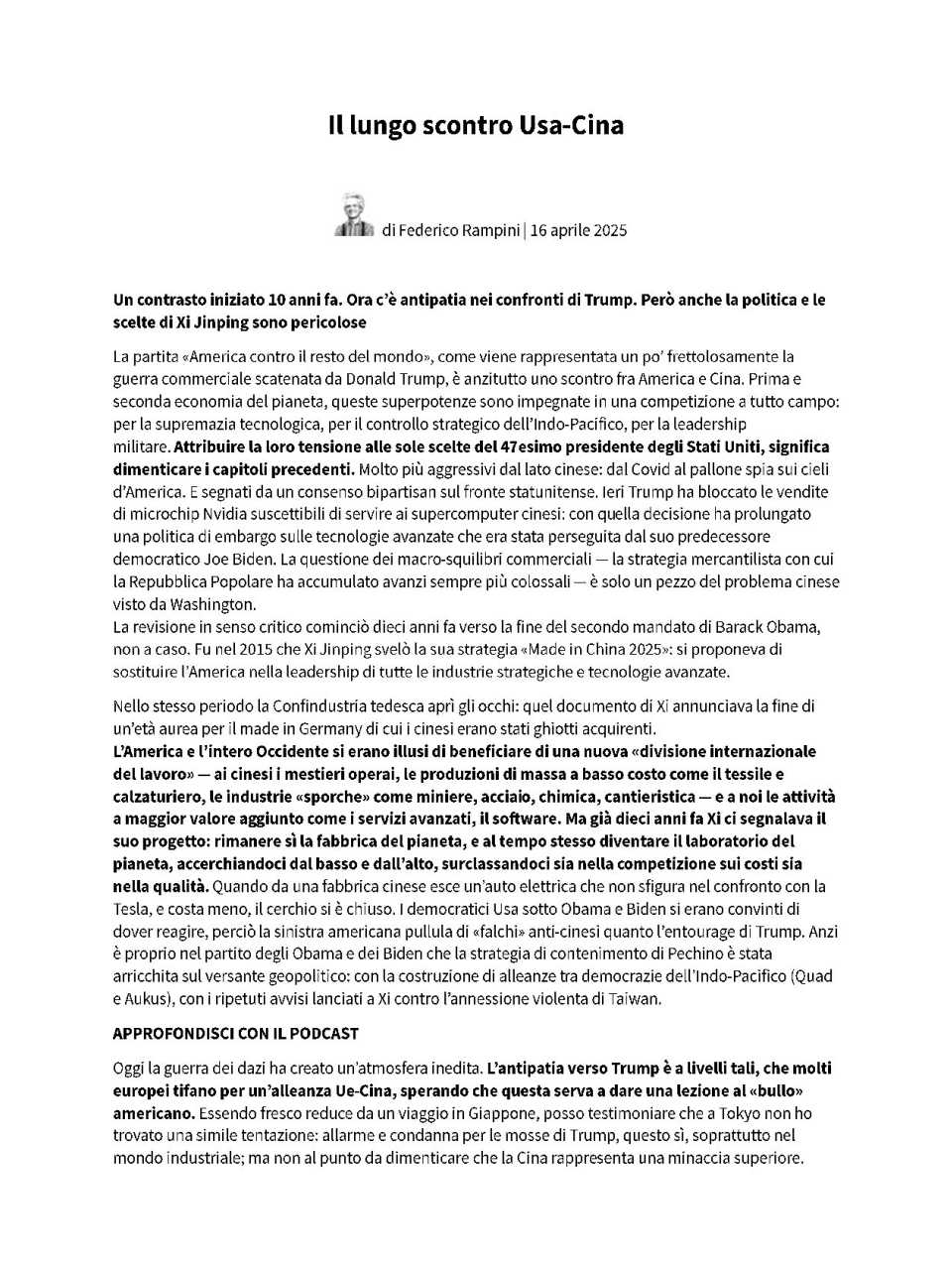 Il lungo scontro Usa-Cina