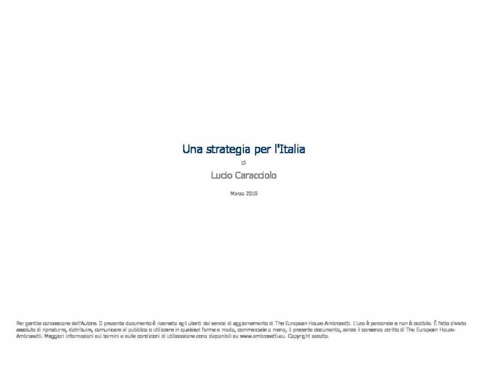 AGGIORNAMENTO PERMANENTEVIA WEBUna strategia per l’Italia nel nuovo contesto internazionale