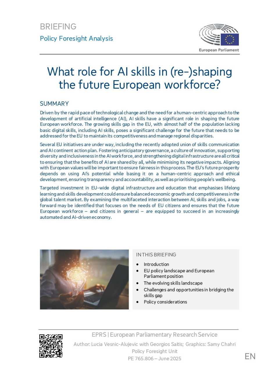 What role for AI skills in (re-)shaping the future European workforce?