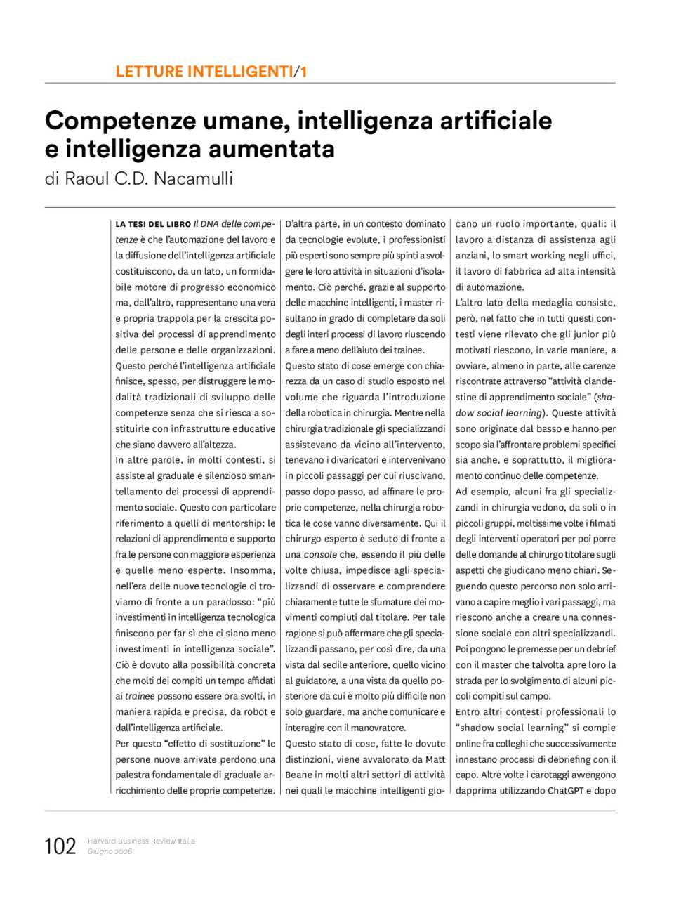 Competenze umane, intelligenza artificiale e intelligenza aumentata