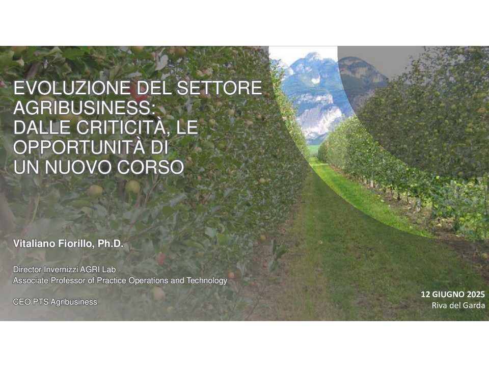 AGGIORNAMENTO PERMANENTEIN PRESENZA
L’evoluzione del settore agribusiness: sfide e opportunità per le aziende (con visita alla Centrale Idroelettrica di Riva del Garda e pranzo di networking)