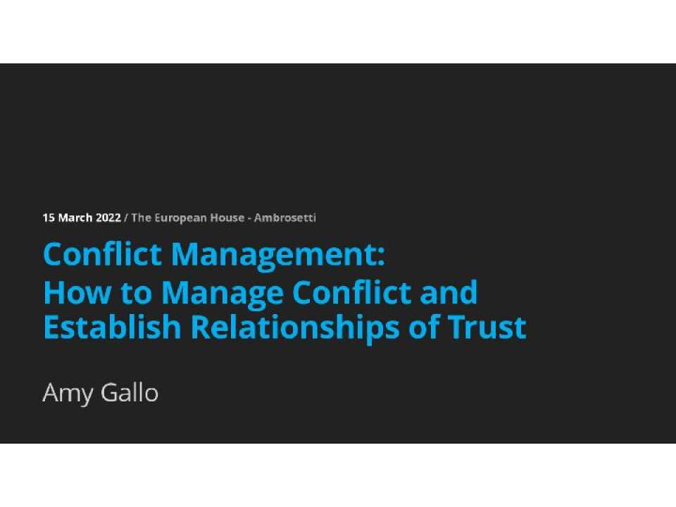 AGGIORNAMENTO PERMANENTEIN PRESENZA
Conflict Management: come gestire il conflitto e stabilire rapporti di fiducia