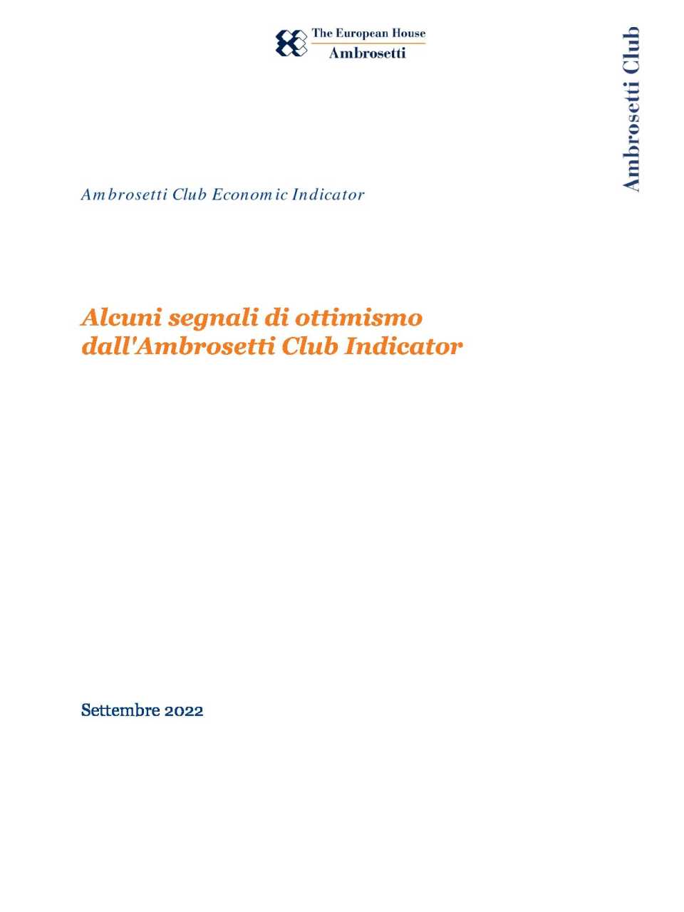 Ambrosetti Club Economic Indicator - Settembre 2022