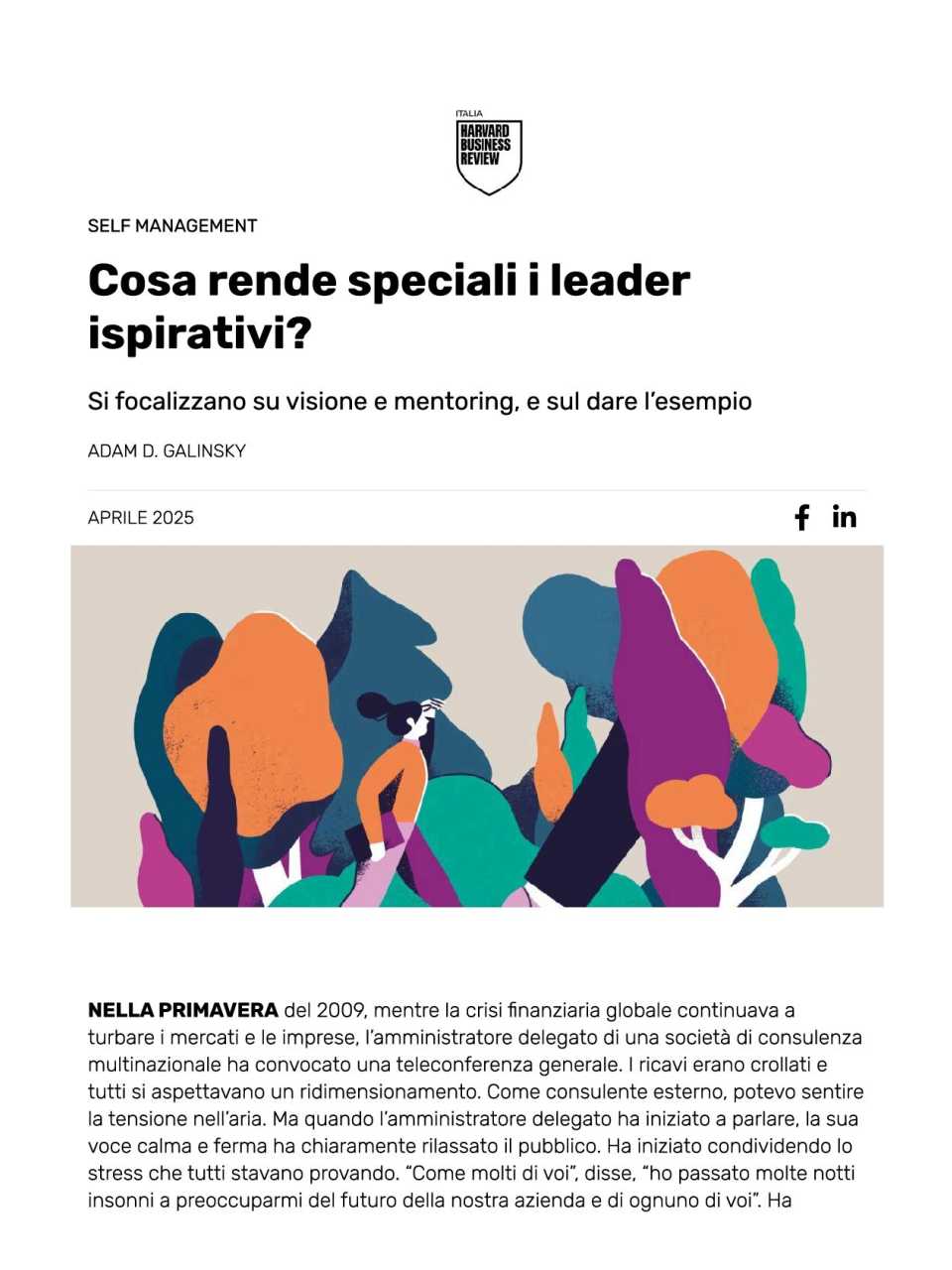 AGGIORNAMENTO PERMANENTEIN PRESENZA
Leadership rigenerativa: intelligenza emotiva e nuove pratiche per essere d’impatto in un'epoca sempre più veloce e digitale (con aperitivo di networking)