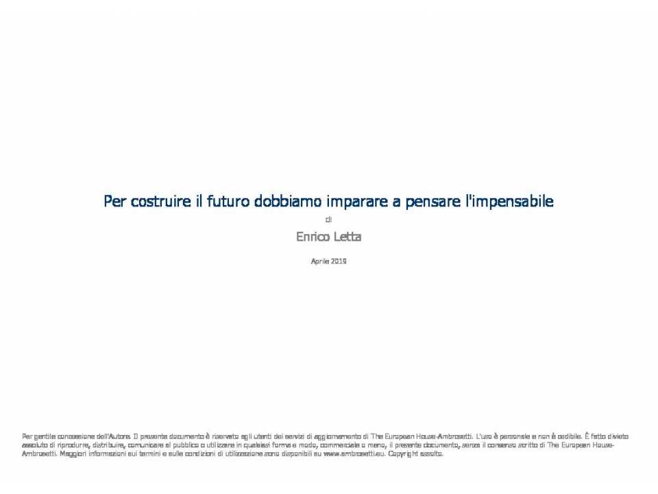 Per costruire il futuro dobbiamo imparare a pensare l'impensabile