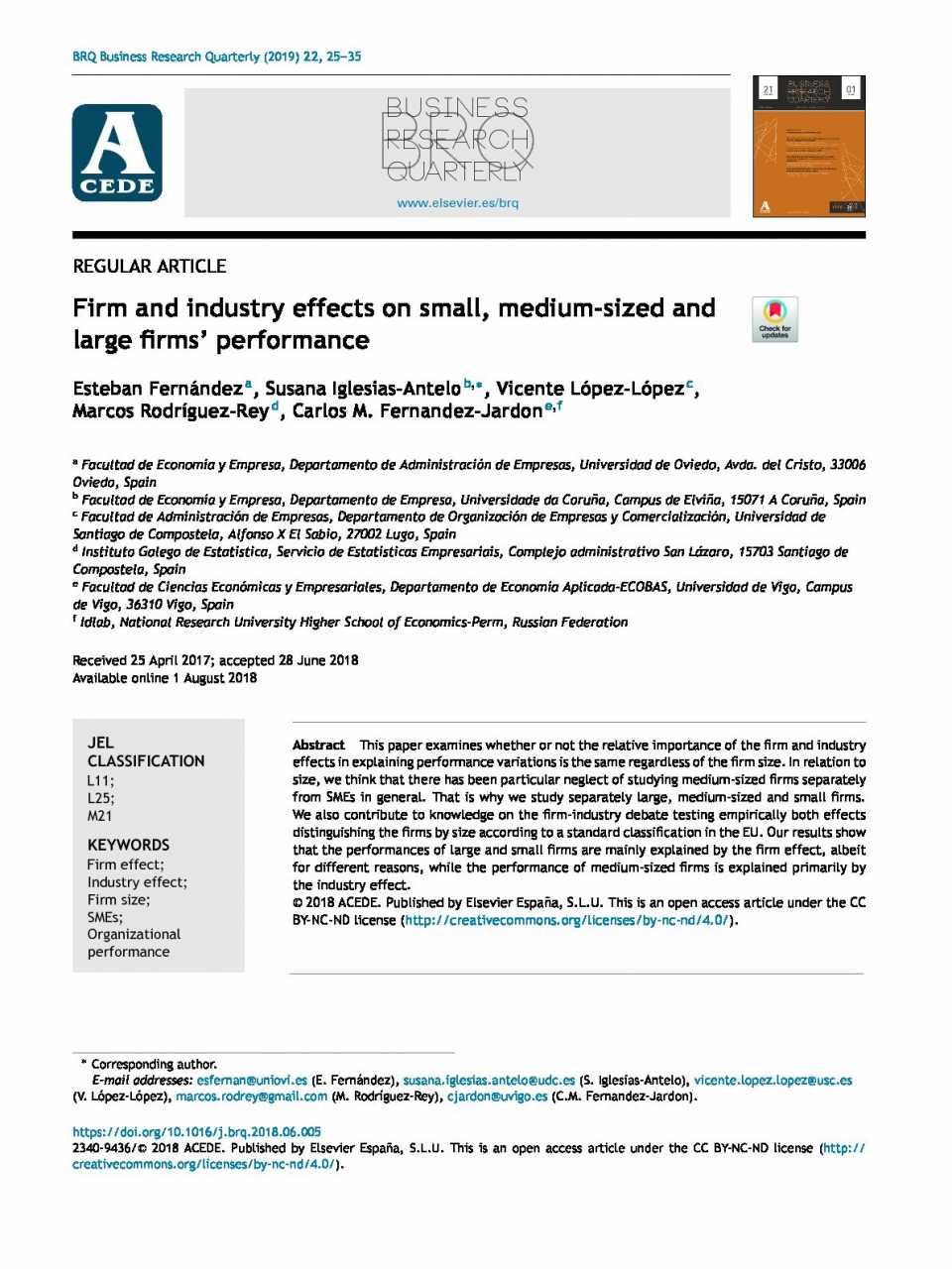 Firm and industry effects on small, medium-sized and large firms’ performance