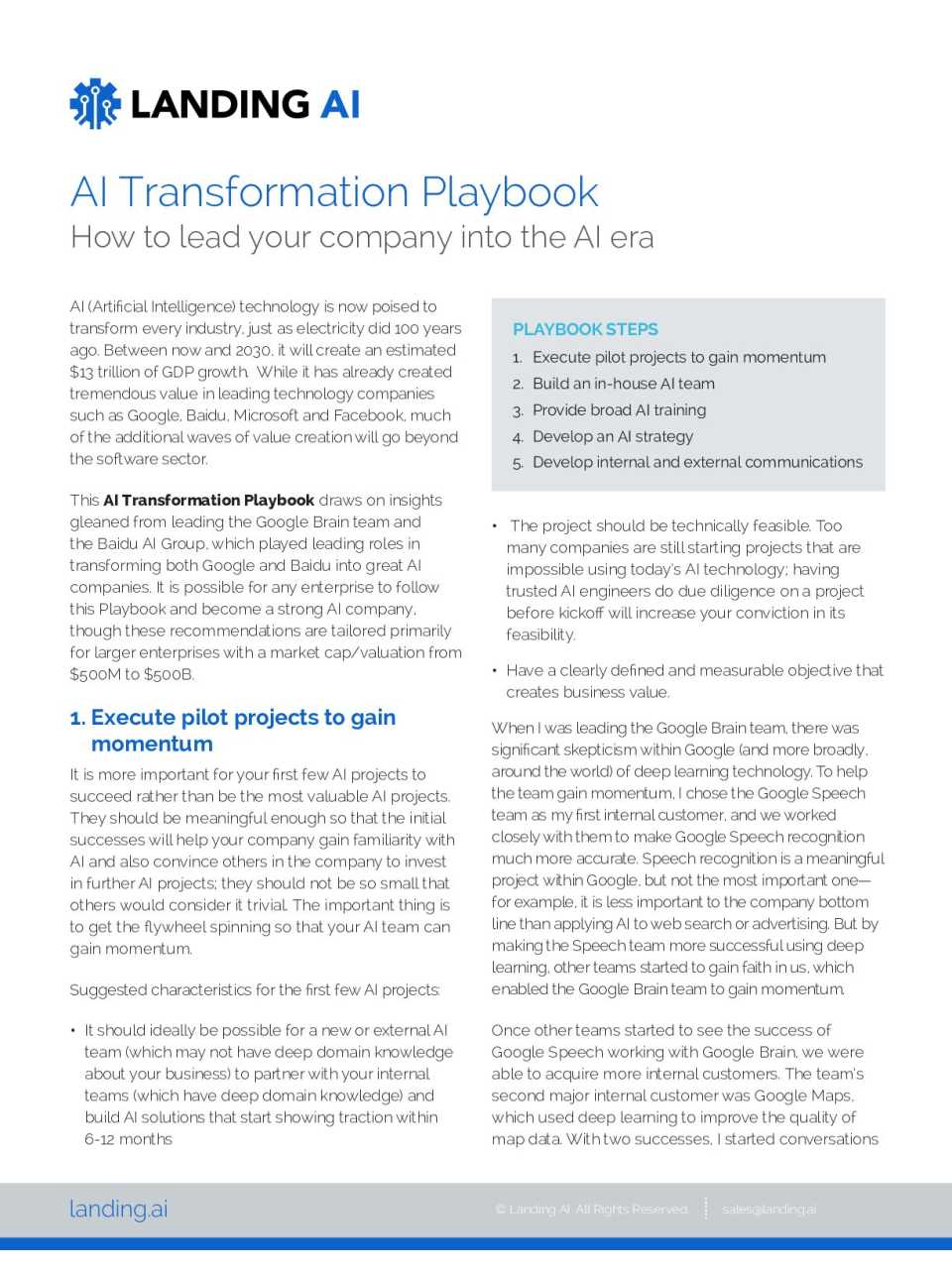 AI Transformation Playbook. How to lead your company into the AI era