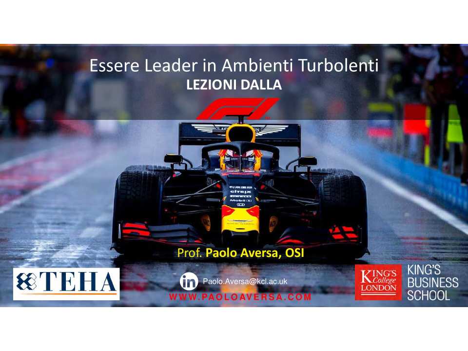AGGIORNAMENTO PERMANENTEIN PERSON
Leadership in turbulent environments: managing challenges and change with Formula 1 strategies (with networking lunch)