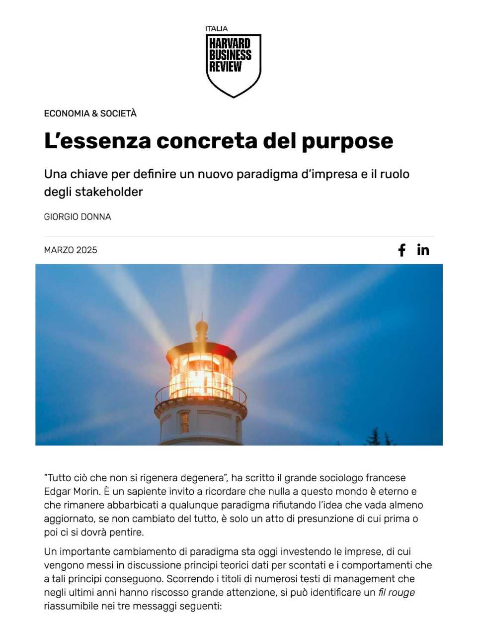 L’essenza concreta del purpose