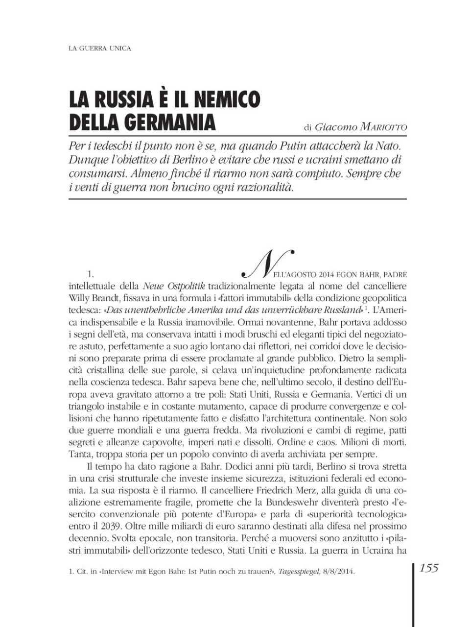 La Russia è il nemico della Germania