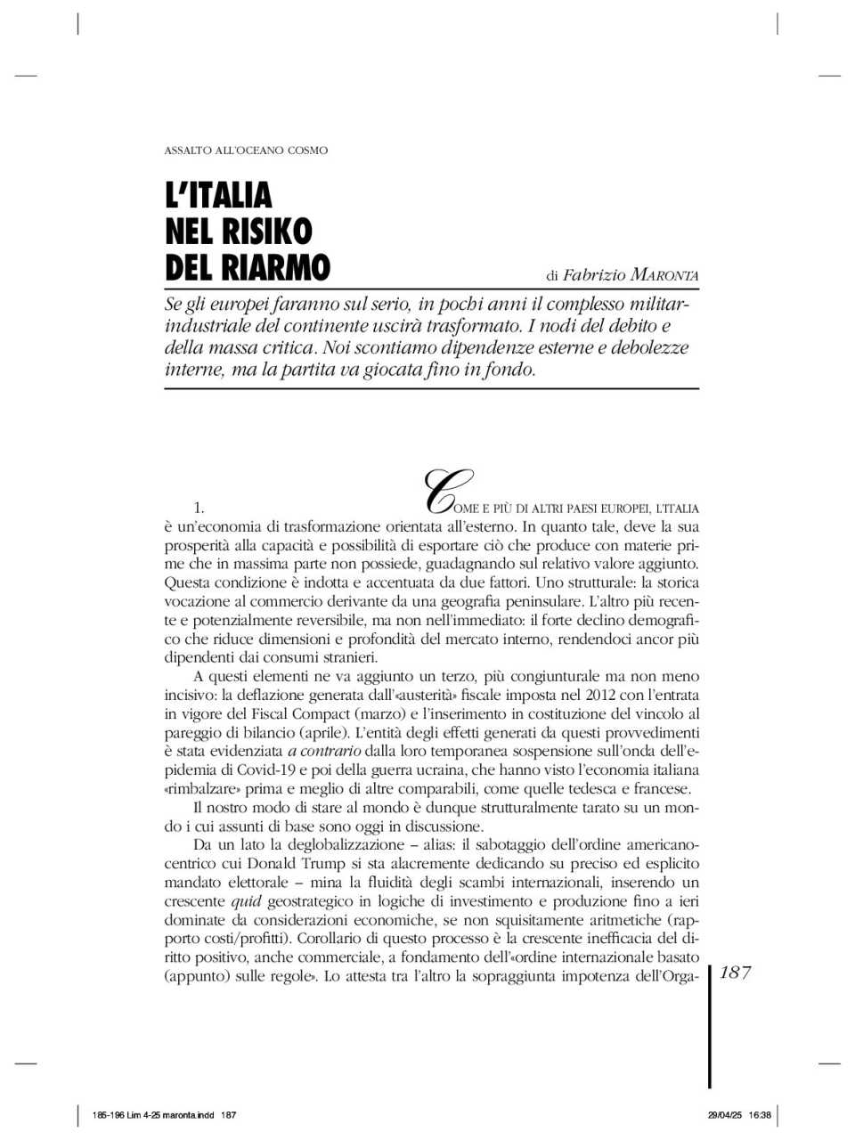 AMBROSETTI LIVEVIA WEB
Come si ridivide l’Europa (e l’Italia?)