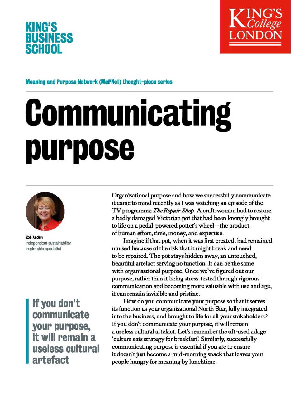 Communicating purpose