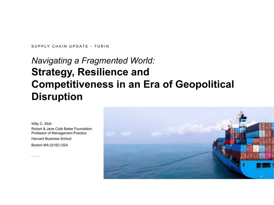 AGGIORNAMENTO PERMANENTEIN PRESENZA
Supply Chain, strategia e competitività in un mondo frammentato: come gestire incertezza, resilienza e nuove dipendenze globali (con pranzo di networking)