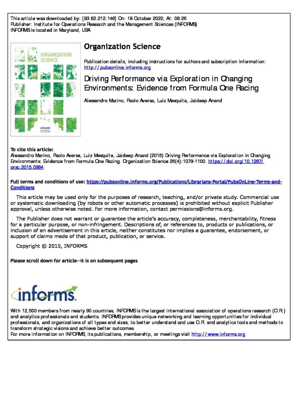 Driving Performance via Exploration in Changing Environments: Evidence from Formula One Racing
