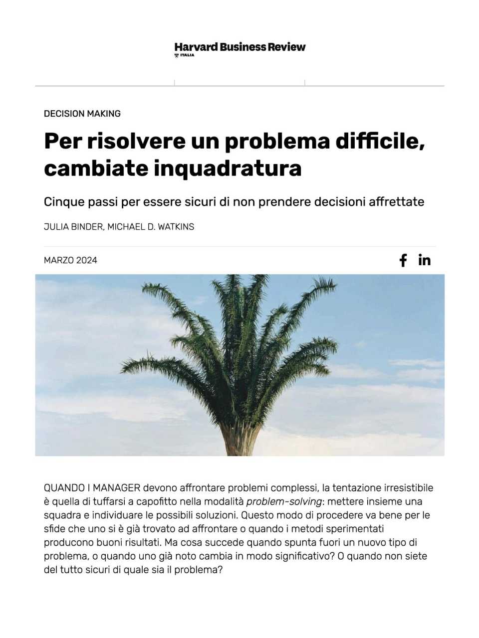 Per risolvere un problema difficile, cambiate inquadratura