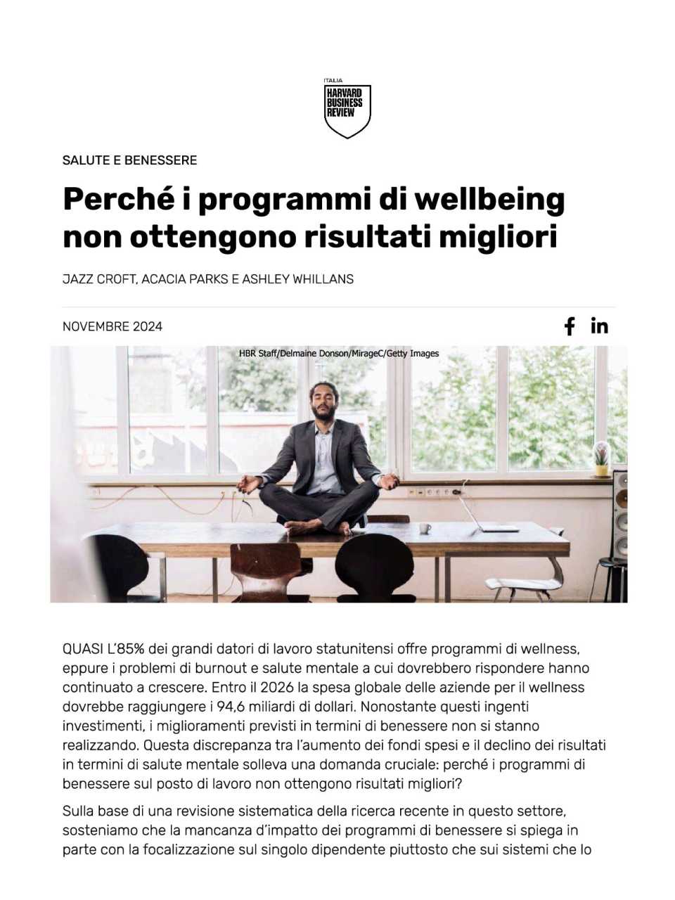 AGGIORNAMENTO PERMANENTEIN PRESENZA
Il well-being journey nelle organizzazioni: da un approccio transazionale alla trasformazione della cultura aziendale