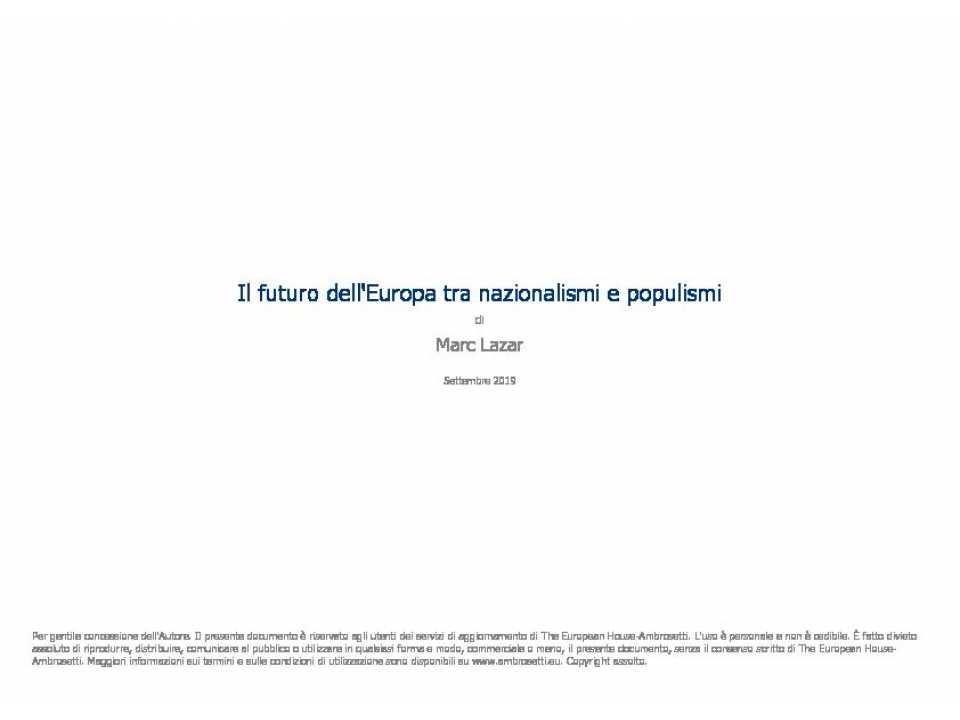 Il futuro dell'Europa tra nazionalismi e populismi