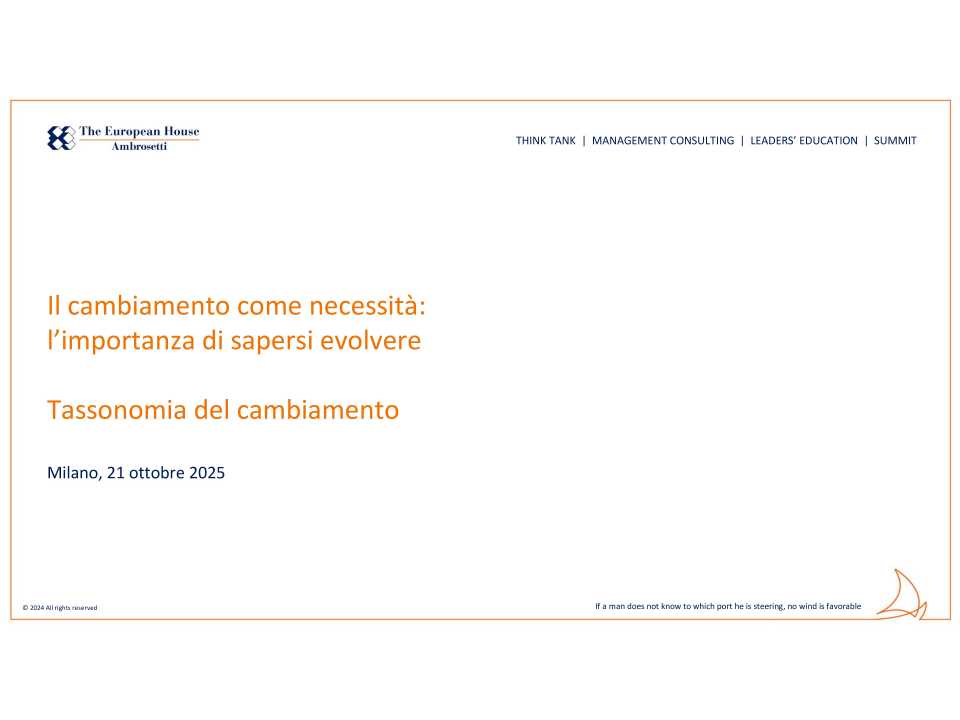 TEHA MANAGEMENT (*)IN PERSON AND VIA WEB
Change as a necessity: the importance of knowing how to evolve (with networking cocktail)
