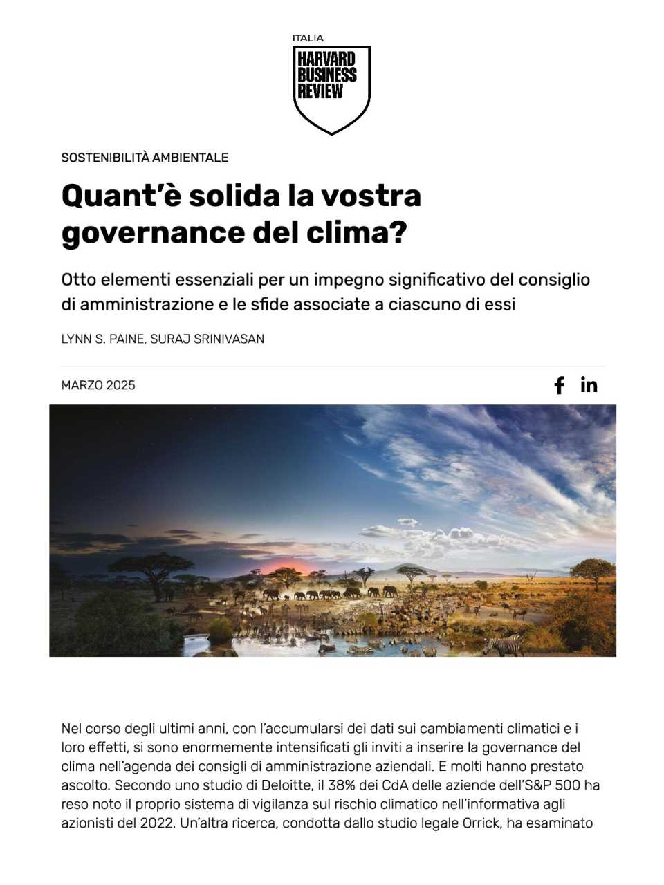 Quanto è solida la vostra governance sul clima