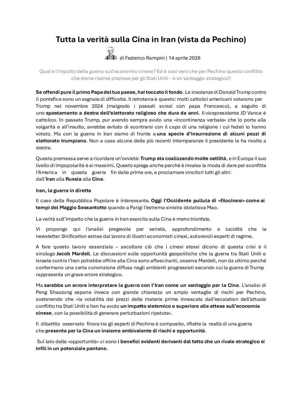 Tutta la verità sulla Cina in Iran (vista da Pechino)