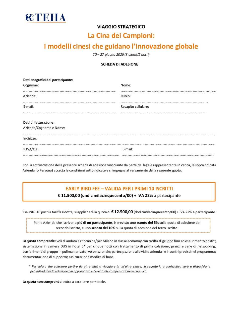 Scheda di adesione Cina 2026