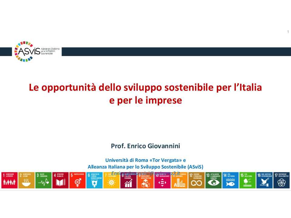 Le opportunità dello sviluppo sostenibile per l’Italia e per le imprese