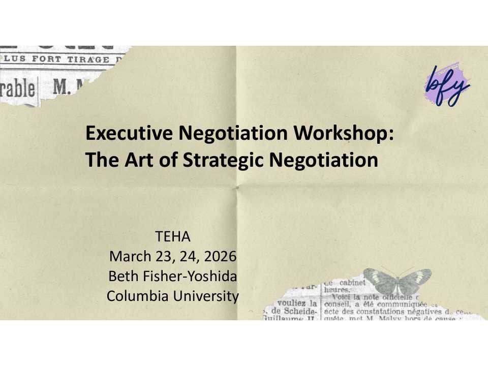 Executive negotiation workshop: the art of strategic negotiation