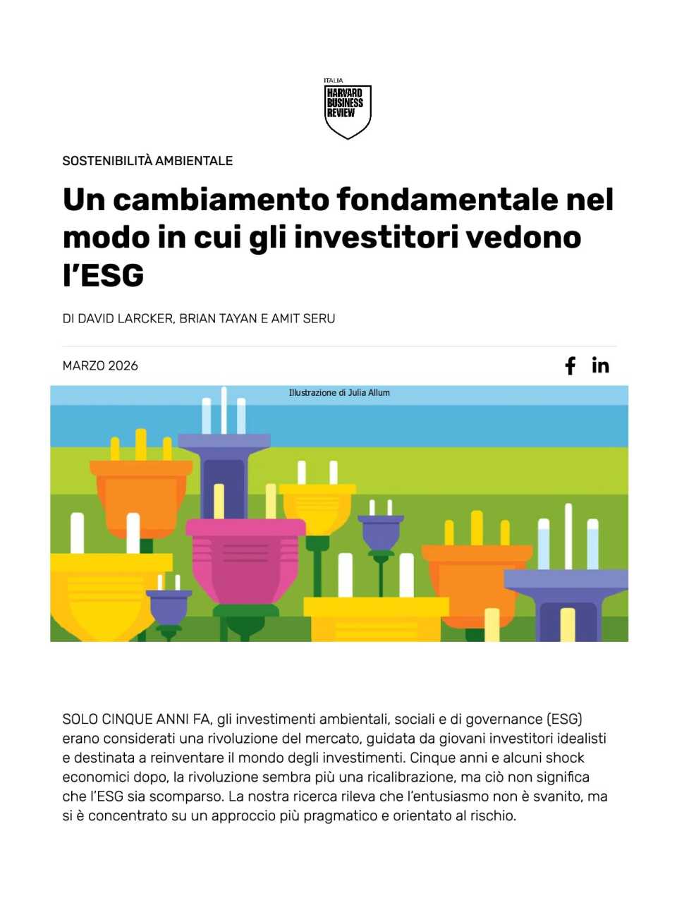 Un cambiamento fondamentale nel modo in cui gli investitori vedono l’ESG