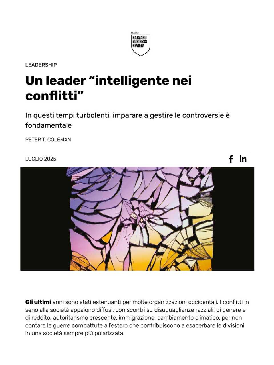 Un leader “intelligente nei conflitti”