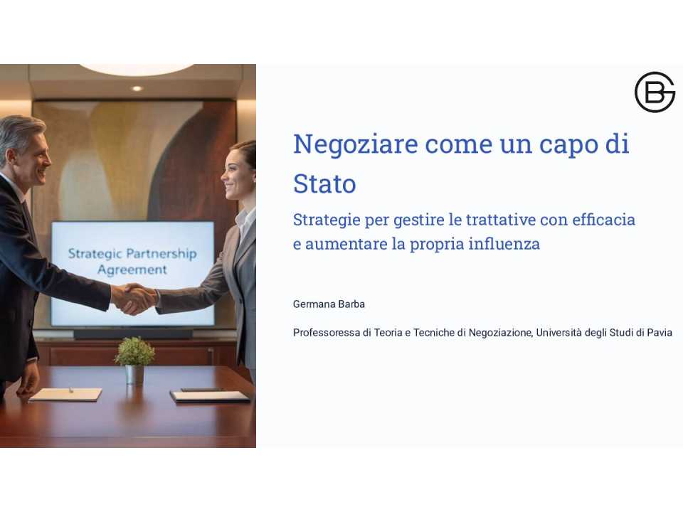 AGGIORNAMENTO PERMANENTEIN PERSON
Negotiating like a Head of State: strategies for effectively managing negotiations and increasing your influence (with networking lunch)
