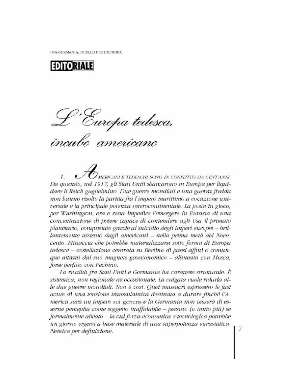 L'Europa tedesca, incubo americano