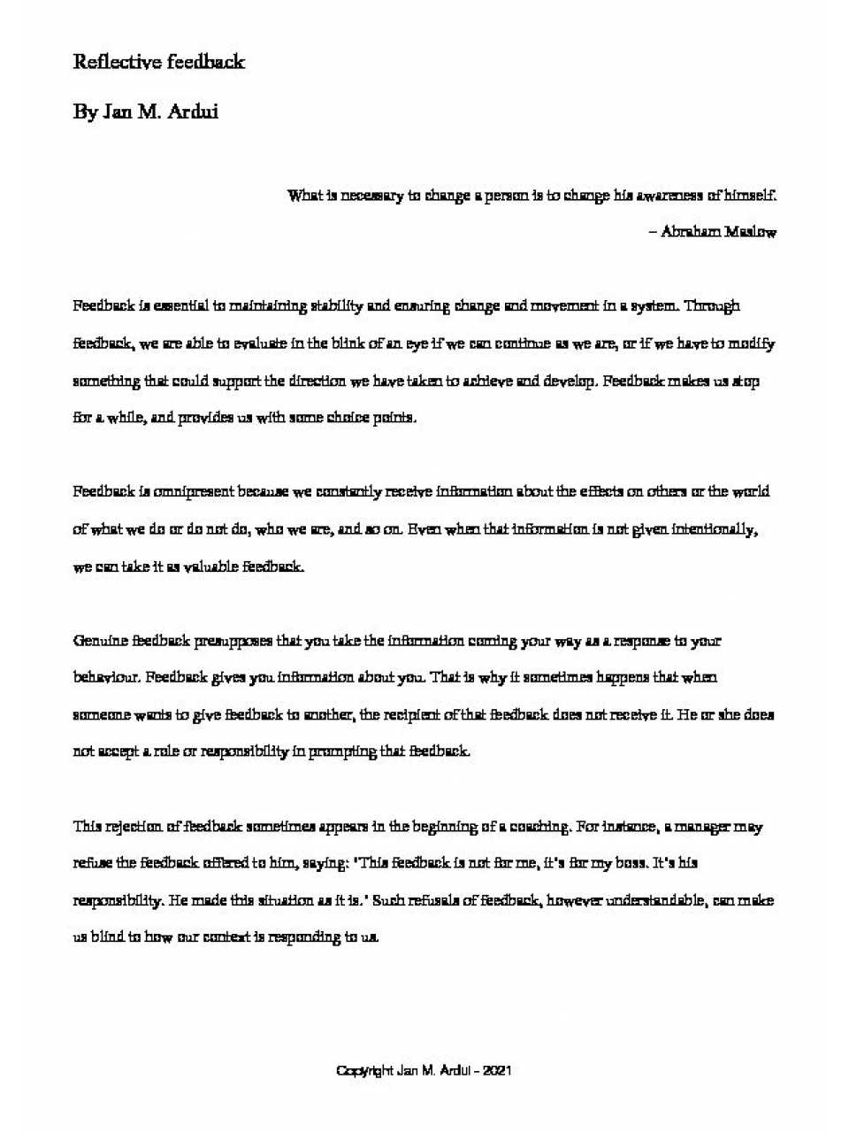 Reflective feedback